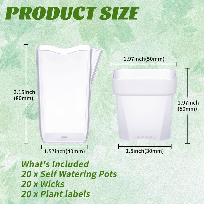 Warmoor 20 Pack 2 Inch Mini Self Watering Pots for