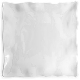 Q Squared Ruffle in Square BPA-Free Melamine Small Square Serving Platter, 12-Inches, White