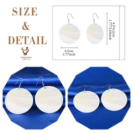 CPSLOVE Women's Round Shell Earrings 925 Sterling Silver Elegant White Round Earrings for Girls Creative Fashion Jewellery, Sterling Silver, Shell