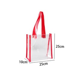 4PCS Clear gift bag,Transparent Reusable Gift Wrap Bags With Handle,PVC Shopping Beach Bag,With Red Webbing Lace,25 * 25 * 10CM
