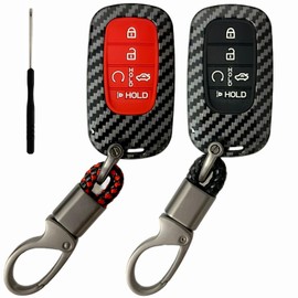 REPROTECTING ABS Rubber Key Fob Cover Compatible with (5 Buttons) 2022-2025 Honda Accord Civic HR-V CR-V Pilot Sport SI EX EX-L Touring (2pcs Black+Key Chain, ABS/5 Buttons)