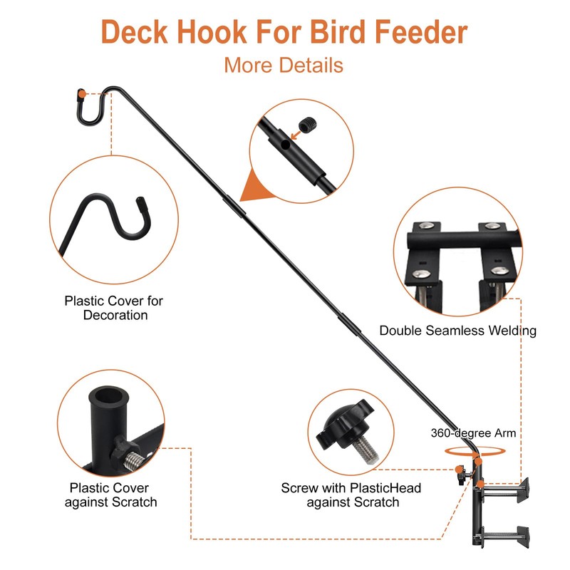 IVOODi Heavy Duty Deck Hook-Deck Railing Plant Hanger, 29 to