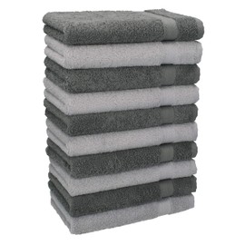 Betz 10 Stück Seiftücher Premium 100% Baumwolle Seiflappen Set 30x30 cm Farbe anthrazit und Silbergrau