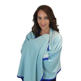Mimi & Thomas Aqua Blue 100% Pure Cashmere Scarf Travel Wrap Shawl Stole