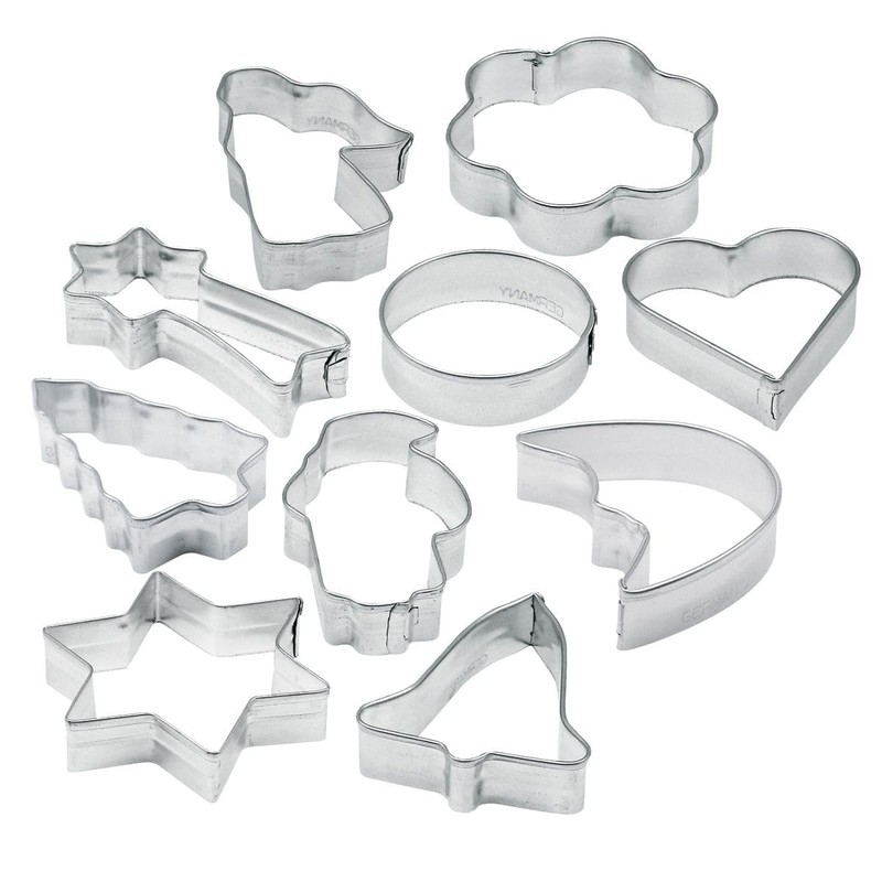 Zenker 10er Ausstecher-Set, Ausstecher mit unterschiedlichen Weihnachtsmotiven, Set für Kekse
