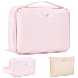 Lukovee Cosmetiquera de Viaje Impermeable, 3PCS Bolsa de Maquillaje Portátil para Mujer, Cosmetiquera para Maquillaje con Compartimentos Multifuncional, Neceser Grande Capacidad Mujer