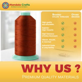 Mandala Crafts Bonded Nylon Sewing Thread, 1500 Yard Size #69 T70 (Yellow)