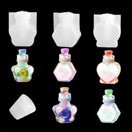 Finyoffiy 3Pcs Drift Bottle Resin Mold Mini Sphere Silicone Molds 3D Bottle Epoxy Casting Mold for Woman Necklace Jewelry Deco (3Pack)
