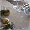100%Mosel Table Runner Linen Look Natural, Christmas Baubles in Gold,