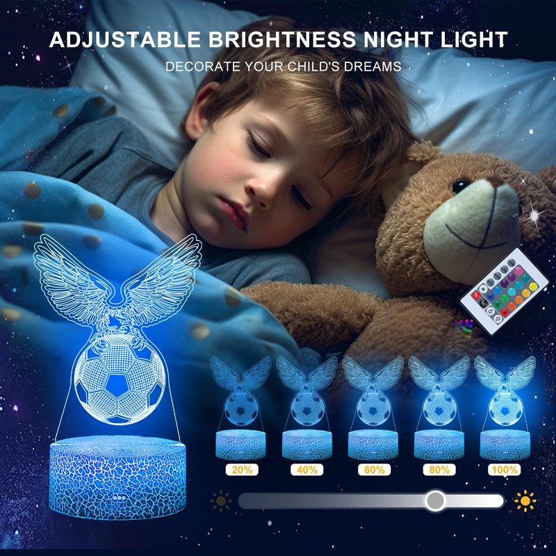 UneedMe Football 3D 7 Colours Night Light with Touch Switch