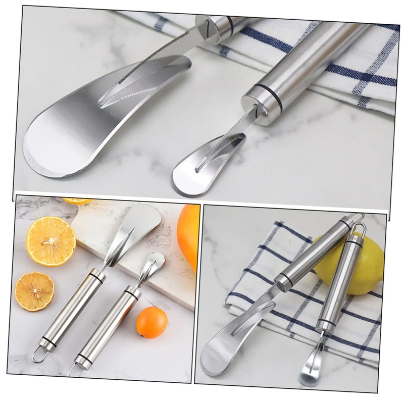 Ciieeo 2pcs Stainless Steel Orange Peeler Efficient Citrus Peeling Tools