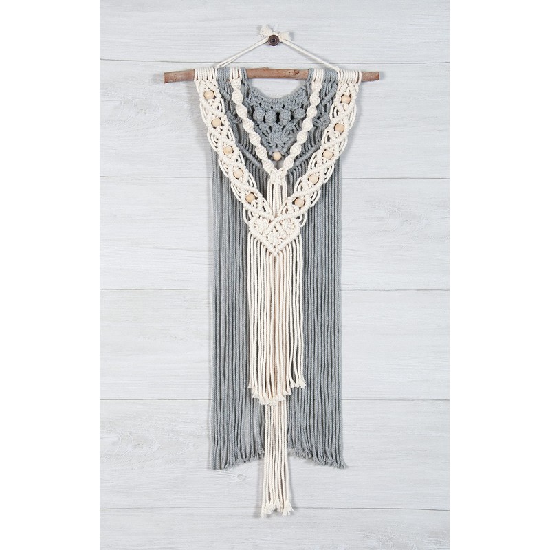 Solid Oak Macrame KIT LAYRD, Two-Tone Layered Wall Hanging
