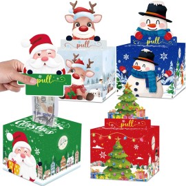 Meiidoshine 4 Pack Christmas Money Box for Cash Gift Pull, Surprise Green+red+blue