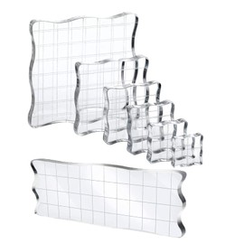 7 PCS Stamping Platform, Acrylic Stamp Block Clear Stamp Blocks Transparent, Stamping Blocks Tools with Grid, Acrylic Blocks for Stamping, DIY Crafts Ornaments, Assorted Sizes.