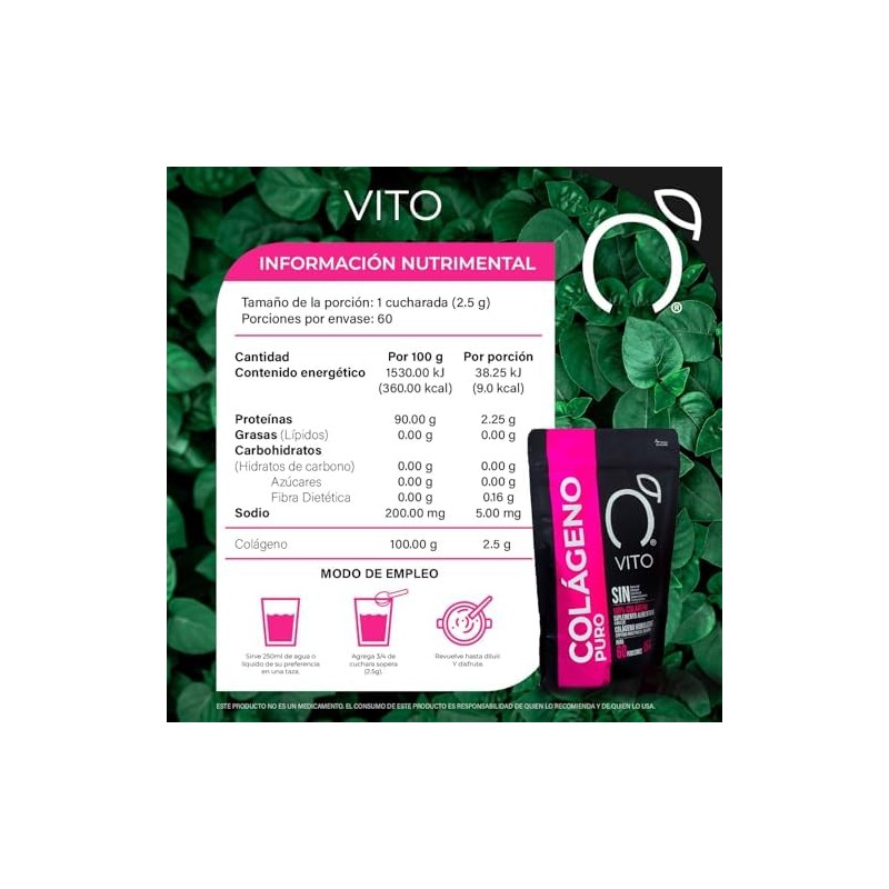 VITO - Colágeno Puro Péptidos Bioactivos - Sin Sabor -