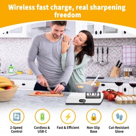 Electric Knife Sharpener, Professional 2 Stage Kitchen Knife Sharpener for Quick Sharpening & Polishing, Automatic Knife Sharpening for Straight/Serrated/Kitchen Knives, Scissors(Black)
