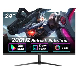 INFIEVO 24 Inch Gaming Monitor FHD 1080p 200Hz IPS 1ms, AMD FreeSync Premium, HDR, VESA Mount, Tilt Adjustable, Gamer Eye Care, HDMI/DisplayPort (Black)​