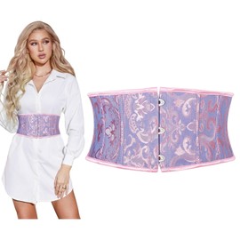 SUOSDEY Women's Corset Belt, Wide Waist Belt for Dress, Cosplay, Tie, Waspie Belt, light purple