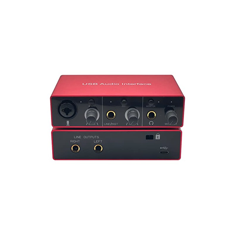 Interfaz de audio USB con preamplificador de micrófono, grabadora mezcladora