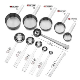 Stainless Steel Measuring Spoon Set 12-Piece, Metal Spoons with Clip