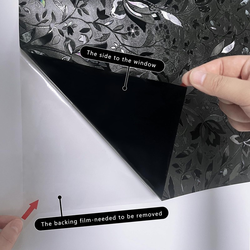 ConCus-T Total Blackout Window Privacy Film Tulip Engraving Window Decals,