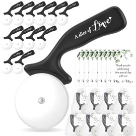 Jingmore 25 Set Wedding Party Favor for Guests Include a Slice of Love Stainless Steel Pizza Cutter Thank You Cards and Organza Gift Bags Pizza Cutter Wheels for Bridal Shower Return Gifts