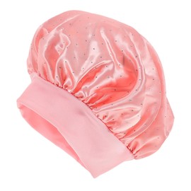 SAFIGLE Satin Bonnet Hair Sleep Cap with Wide Elastic Band Sparkling Rhinestone Accents for Women Long Curly Hair Protection Versatile Use for Grooming Bathing