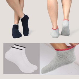 MANARC Women Cotton No Show Socks Thin Fine Soft Comfortable Durable Breathable Anti Slip With Ribbed Instep For A Firm Grip. 3 Pack White, Navy Blue, Light Grey.