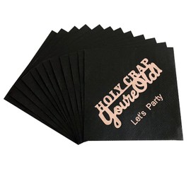 40pcs Happy Birthday Party Decorations Paper Disposable Napkins Black and Rose Gold 5x5 inch for Women and Men Birthday Party