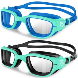 Vvinca Kids Swim Goggles, Swimming Goggles for Toddlers Kids 3-14 Outer-Eye Fit Anti-Fog UV Protection No Leak Soft Liquid Silicone Seal Anti Shattered Lens Pool Glasses for Boys Girls Teens Gift