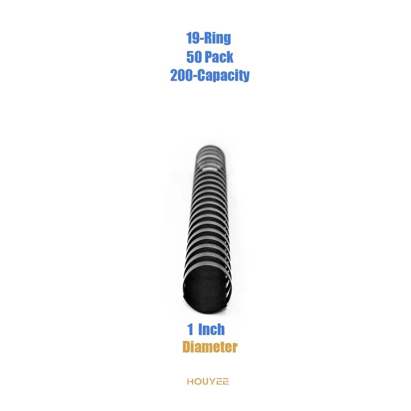 HOUYEE 50 Pack 19 Ring Plastic Binding Combs,1 Inch Binding