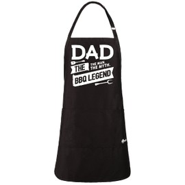 ApronMen - Aprons - Funny Men’s Grilling Aprons - Utility Pockets - One Size Fits Most - Adjustable Neck Strap - Machine Washable - The Man, the Myth