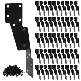 Mixiflor 50 Pcs Hurricane Straps Brackets, 18-Gauge(1.3mm) Thick Strong Tie Brackets Black Powder-Coated, Heavy Duty Hurricane Straps Joist Hanger with Screws Trusses/Rafters Ties for Wood