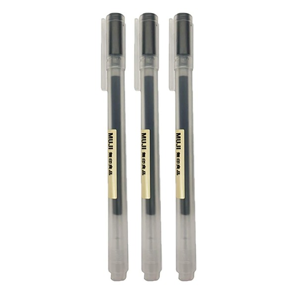 Muji Gel Ink Ball Point Pen, Black, 0.5mm, Pack of 3 (Japan Import)