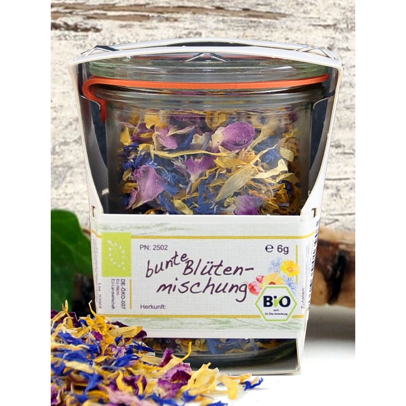 Colourful Organic Flowers in Preserving Jar, Premium Quality, Handmade, Reusable