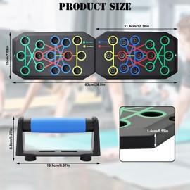 LONTOM 12-in-1 Push Up Board, Portable Folding Workout Station for Chest, Back, Shoulders & Triceps, Press Up Board with Handles, Resistance Bands and Non-Slip Stickers for Men and Women