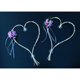 VIP Garland 30 Azaleas 30 Roses 18 Extra Strong Suction Cups 2 x 180 cm Garland 4 Door Handle Decorations 2 Rattan Hearts Bride Couple Car Decoration Wedding Car Wedding Car Decoration (EH Purple 1/2)