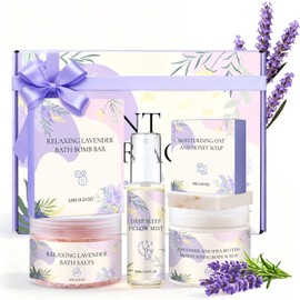 Roseye - Kit de spa de 5 piezas, regalos de cumpleaños para mujeres, regalos de spa de lavanda para novia, kit de cuidado personal para mamá, hermana