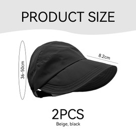 2 Stücke Von Frauen Sonnenhut, Verstellbarer Sonnenhut, Einfacher Und Vielseitiger Sonnenhut, Sonnenschutzprodukte Im Freien (Beige, Schwarz).