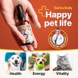 Charlie Buddy - Hеmp Oil for Dogs Cats - Hip and Joint Support and Skin Health - Anxiety, Calm, Pain - Omega 3, 6, 9 and Vitamins B, C, E
