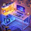 Homieasy Small Gaming Desk with Power Outlets Pegboard LED Light,
