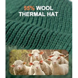 FORVEVO Mens Beanie Hat with Earflaps, Winter Hats with Thick Warm Fleece Lining, Thermal Knit Wooly Beanie Hats for Winter Daily Life Outdoor Running Skiing, Green