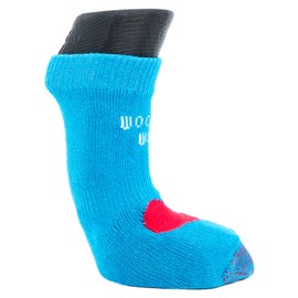Woodrow Wear, Power Paws Advanced Dog Socks, Blue with a Red Heart, M, Fits 45-75 pounds