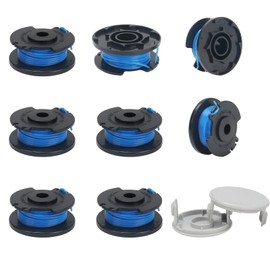 COEWUR Pack of 8 Grass Trimmer Spool AC14RL3A Replacement Spool Thread Spools with 2 Replacement Spool Cover Compatible with Ryobi One+ 18 V 24 V 40 V Grass Trimmer, Diameter 1.6 mm, 3.4 m Length