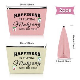 Sazuwu 2PCS Mahjong Gifts Makeup Bag Mahjong Themed Items Mahjong Gift Ideas Mahjong Lover Gifts for Mahjong Players Lucky Mahjong Gifts for Mom Sister Birthday Christmas Gifts Travel Pouch