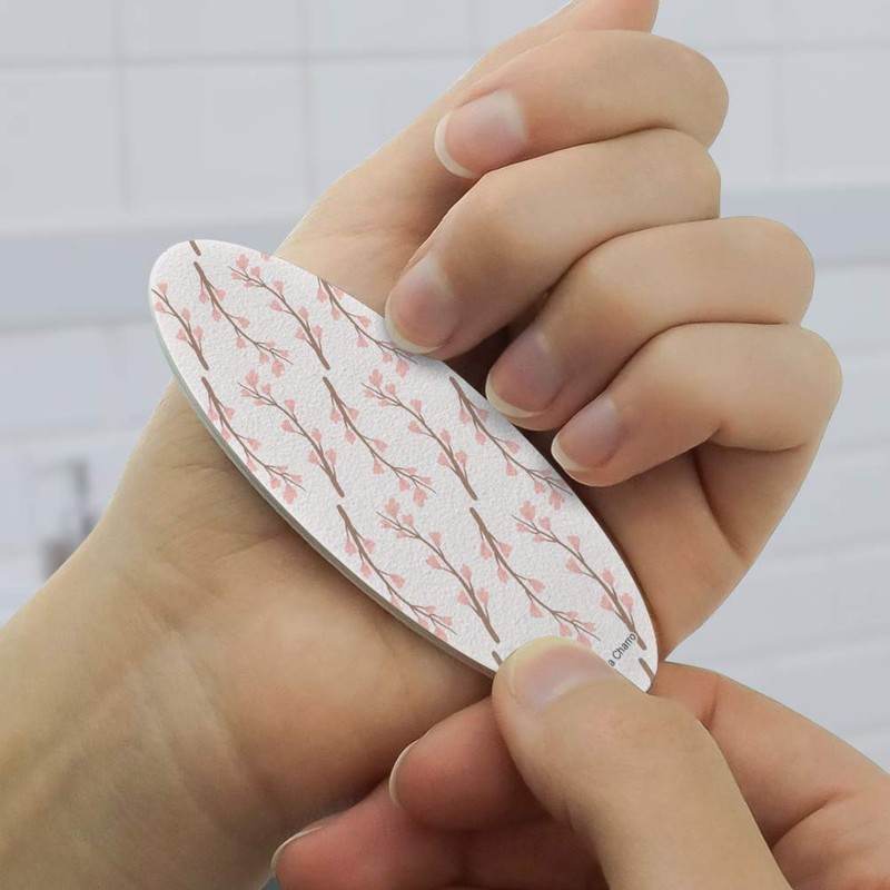 Cherry Blossoms Flowers Pattern Double-Sided Oval Nail File Emery Board