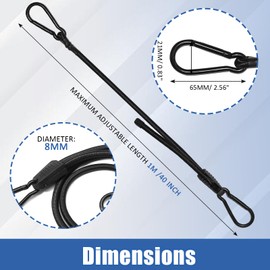 Kyuionty 8 Pack 40 Inch Adjustable Bungee Cords with Hooks, Heavy Duty Black Elastic Cord Bungee Straps for Cargo/Bike/Luggage/Tarps/Tent