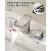 FORIOUS 3 Hole Bathroom Faucets Brushed Nickel, Waterfall Bathroom Faucet