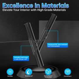 Zekrom Car Trash Bag, 4 Rolls Mini Garbage Bags for Car Trash Can, Trash Bag Disposable for Car Trash Can Bin, Roller Type Trash Can Sets of Garbage Bags (Black)