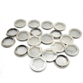 UOIENRT 20 Pcs Stainless Steel Round Soffit Vent, 2-1/9Inch (53mm) Sliver Flat Circular Air Vent Covers, Circular Soffit Vent for Cabinet Shoe Cabinet Wardrobe Decorative Cabinet